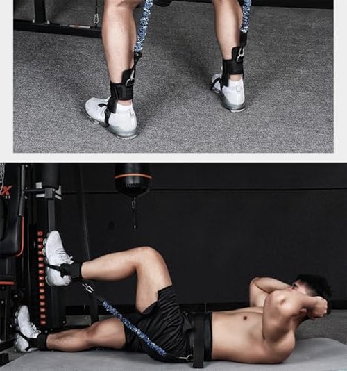 Vertical Jump Trainer with Adjustable Ankle Strap & Belt Horizontal Workout Equipment Leg Resistance Bands for Basketball Football Volleyball Training Equipment