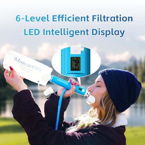 Maicoceter Gravity Water Filter Kit with LED Display & 2-Gallon Bag - Water Filter Straw System
