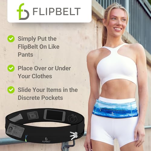 Zipper Running Belt - Medium Black Waist Pack for Fitness