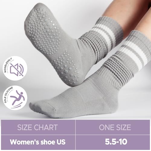 Slouchy Pilates Crew Socks with Grips for Yoga & Barre - Multicolor-02