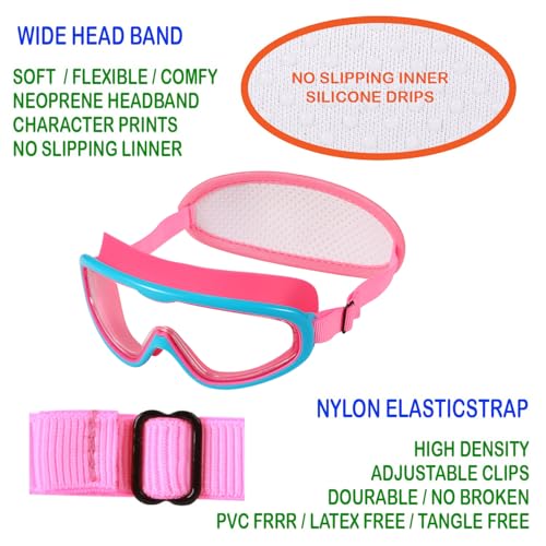 RUIGAO 1PK Pink Fish Toddler Swim Goggles with Nose Cover & Anti-Fog Mask