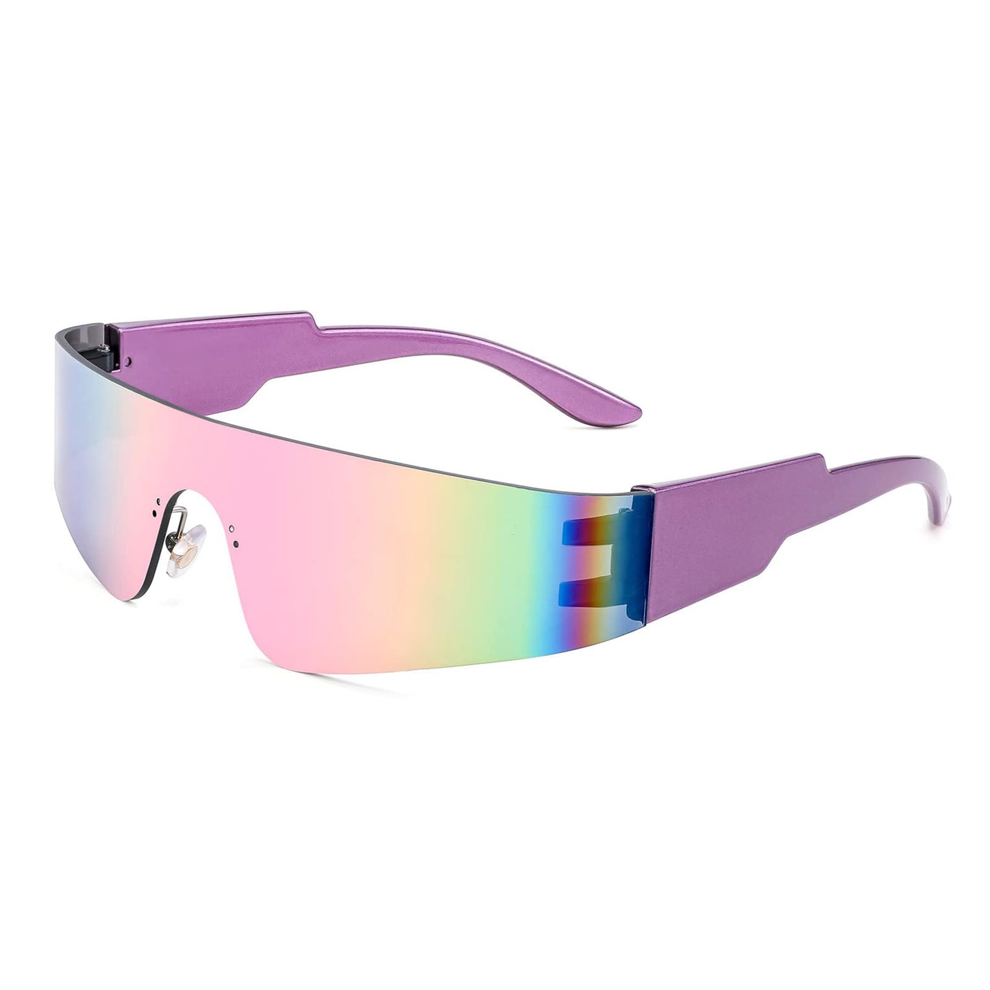 FEISEDY Rimless Sunglasses Y2K Futuristic Wrap Around Sunglasses For Women Men One Piece Goggles Miorred Shades B2927