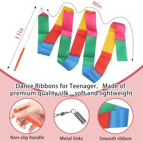 29-Inch Twirling Baton with 2 Ribbons - Silver & White