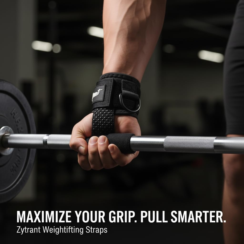 Skiennix Weight Lifting Straps - Heavy Duty Cuffed D Ring for Enhanced Grip & Comfort | Secure Fit for Gym Training