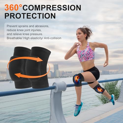 Volleyball Knee Pads - Soft & Breathable for Men, Women, Kids - Black, Medium