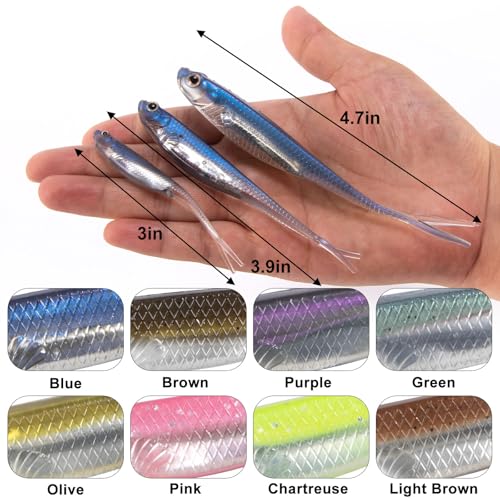 Soft Plastic Jerkbait Lures - Chartreuse / 3 Inch - 6 Pack