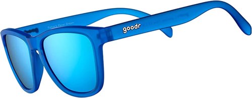 Goodr Falkor's Fever Dream Polarized Sunglasses - Dark Blue Translucent Frame, Light Blue Mirrored Lenses, UV400 Protection, Medium Size