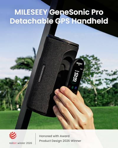 Golf GPS Speaker with 43K+ Courses & Detachable Handheld - Obsidian Black