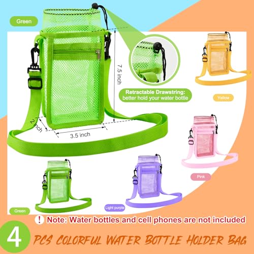 Berlune Mesh Water Bottle Holder with Adjustable Strap - 8 Pack, Multi-Color