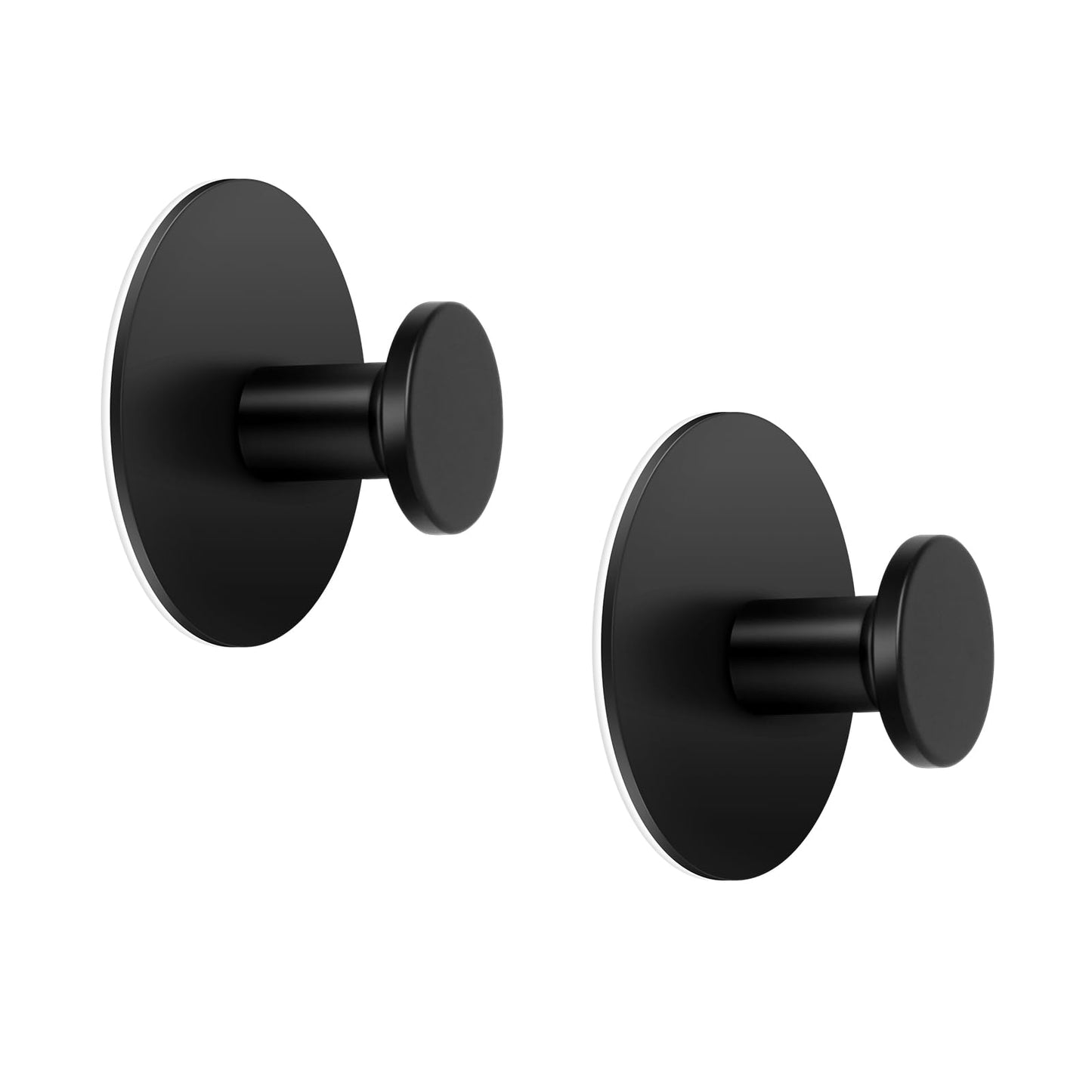 LJLink Modern Round Hook Matte Black Self Adhesive Wall Hook 2 Pack Stainless Steel Coat Hooks Towel Hanger for Kitchen Bathroom