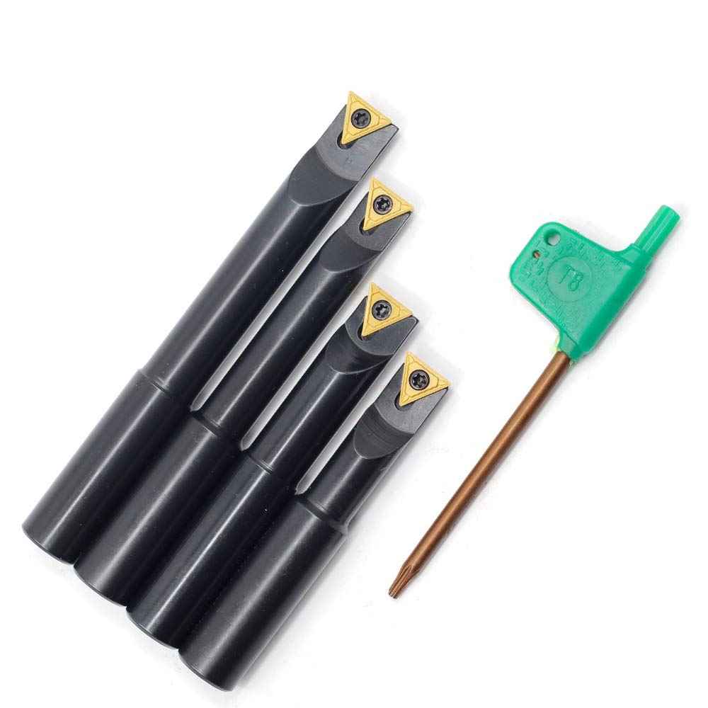 OSCARBIDE 1/2"Round Shank Boring Bar Set, 90 Degree with Indexable Carbide Inserts TCMT21.51(TCMT110204),4 Pieces/Set