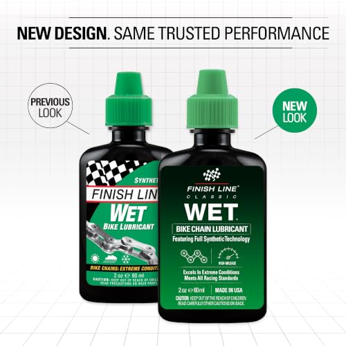 Finish Line Wet Bike Chain Lubricant 2 fl oz - Heavy-Duty Waterproof Cycling Lube