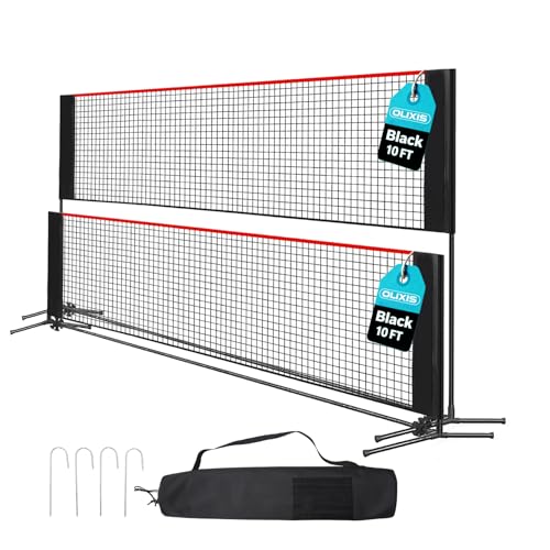 Badminton Net Set - 10FT Adjustable Height, Multi Sport Net - Red