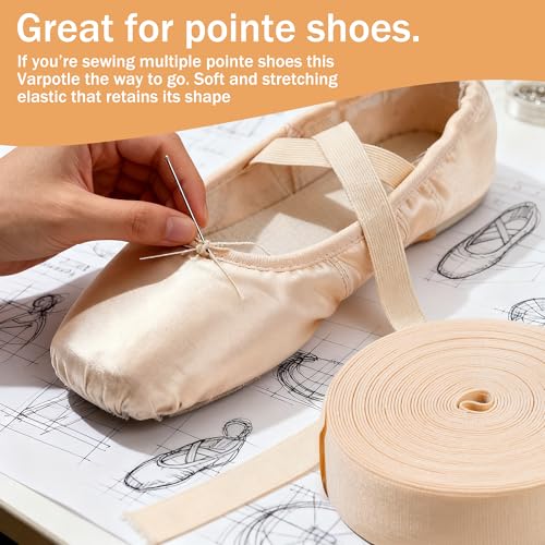 Soft Stretch Ballet Ribbon - 10m Satin Elastic for Pointe Shoes, Nude