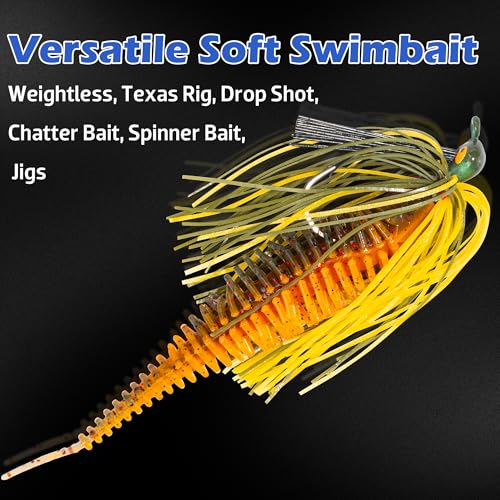 Bombrooster 4.75-20pcs Soft Plastic Worms Kit: Finesse Stick Worms & Ribbed Swimbait