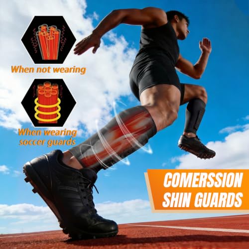 XZQTIVE Kids Soccer Shin Guards with Honeycomb EVA Padding, Black XS