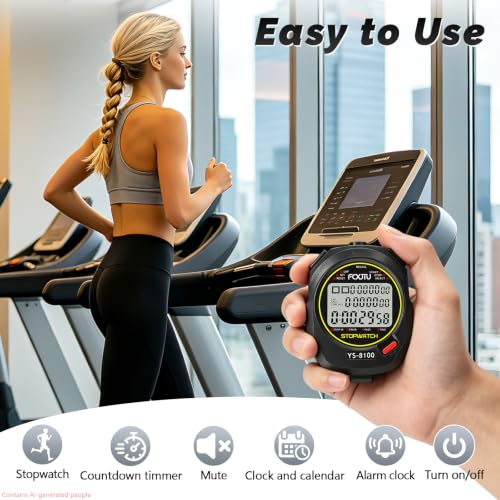 Digital Sports Stopwatch - 100 Laps Memory Timer - Black