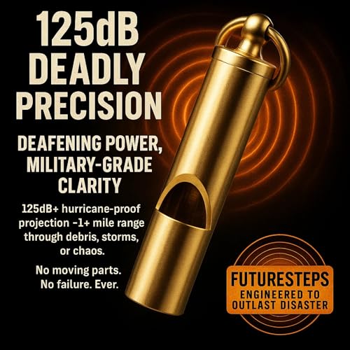 Premium Brass Emergency Whistle - 125dB Survival Whistle - 1 Piece