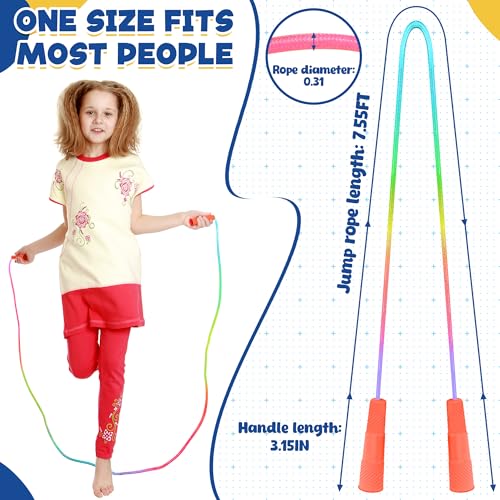 12 Pack Kids Jump Ropes - 7.55FT Nylon Skipping Rope for School & Play, Colorful Gradient Set by ZATAYE