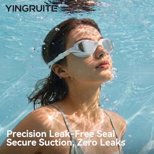 Yingruite Silver Mirror No-Leak Anti-Fog Adult Swim Goggles