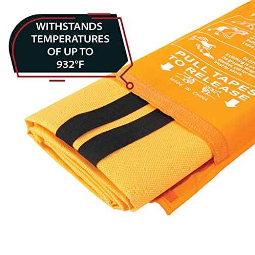 Parcil Safety SB-100 Silicone Coated Emergency Fire Blanket (40 in. x 40 in.) Emergency Kit Fire Extinguisher for Home & Kitchen, Woven Fiberglass Household Essentials, Chemical Free, No Mess