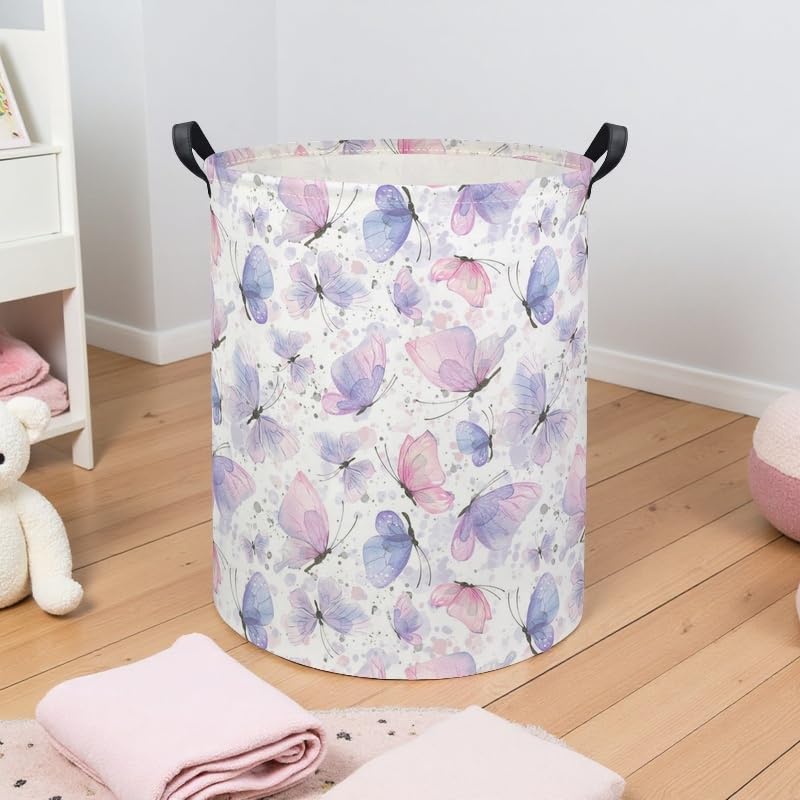 TIBAOLOVER Butterfly Baby Laundry Basket Kids Hamper Animal Toy Storage Bin for Boys Room Decor Baby Nursery Hamper Gift Baskets for Bedroom Bathroom(Fancy Butterfly)