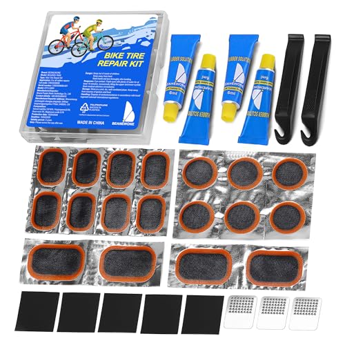 Bike Tire Repair Kit with Patches, Glue, and Levers - Portable Bicycle Inner Tube Fix