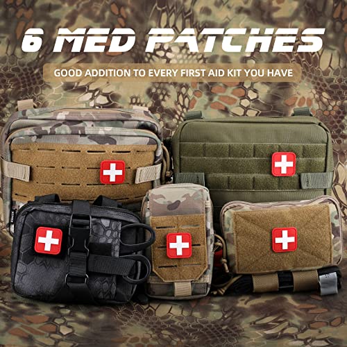 Medic Red Cross Patch - 1.5 Inch PVC Rubber, 6 Pieces - White & Red