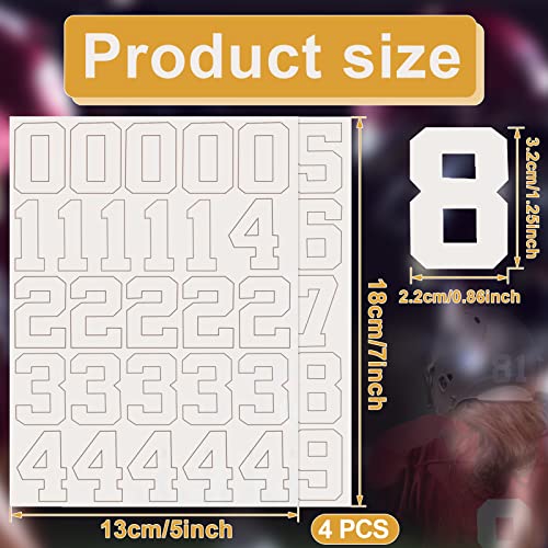 White 102 Pcs Sports Helmet Number Stickers 1.25 Inch for Helmets