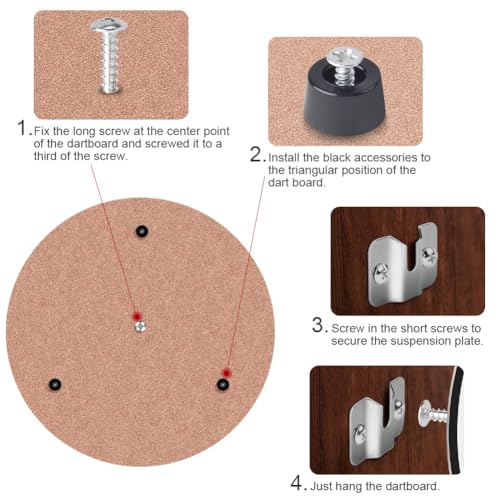 Dart Board Mounting Bracket Kit - 2 Sets with Screws & Hooks