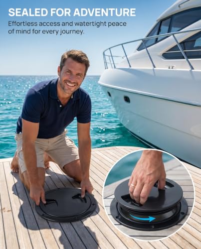 JZLiner Black 5 Inch Marine Inspection Port Hatch with Seal RV Kayak Cover