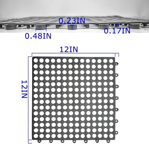 16Pack Drainage Interlocking Tiles, 12¡±x12¡± Non-Slip Pool Bathtub Drain Tiles for Flooring, Soft PVC Splicing Modular Cushion Mat, Vented Floor Tiles for Locker Room Basement Stairs