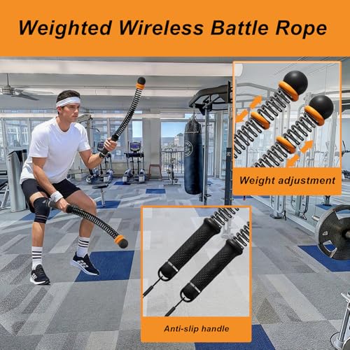 Cordless Weighted Battle Ropes - 2-Pack for Home Gym & HIIT
