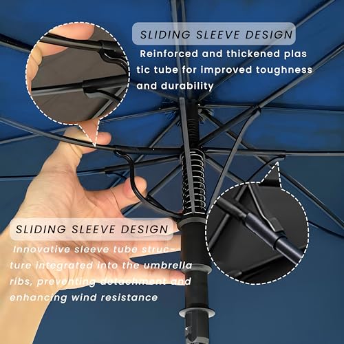 Large Windproof Golf Umbrella - Automatic Open, 62 Inch Navy Blue