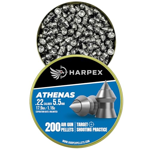 .22 Cal Airgun Pellets - 17.9 Grain Pointed Design - 200 Count