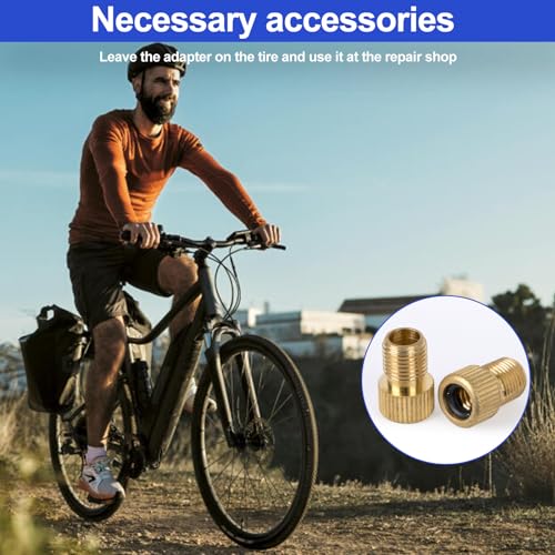 8-Piece Brass Presta to Schrader Valve Adapter Set with Tire Valve Covers