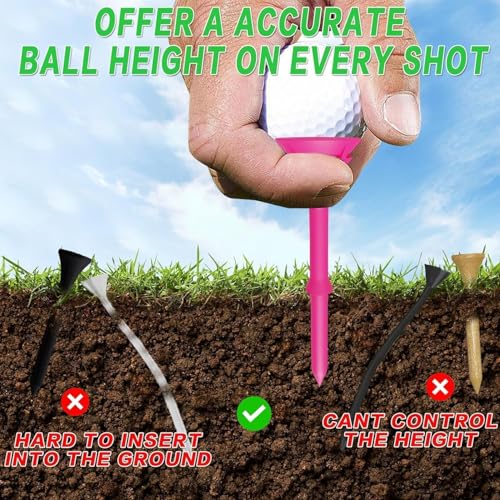 Unbreakable Pink Golf Tees - 3 1/4 Inch, 25 Pcs