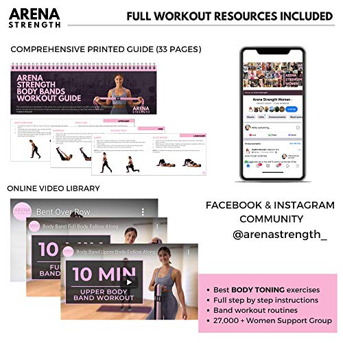 Arena Strength Long Fabric Resistance Bands Set of 4 - Full Body Workout Equipment