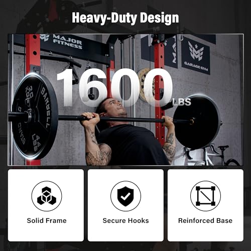 F22 Power Rack - 1600lbs All-in-One Squat Rack with Dual Pulley - Black