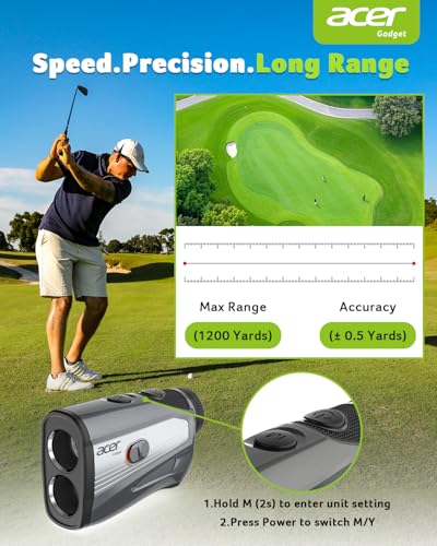 Laser Golf Rangefinder with Slope - 1200 Yards, Rechargeable - A-1200Yards