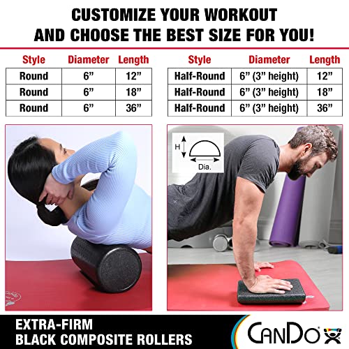 High-Density Half-Round Foam Roller, 6" x 36" for Muscle Recovery