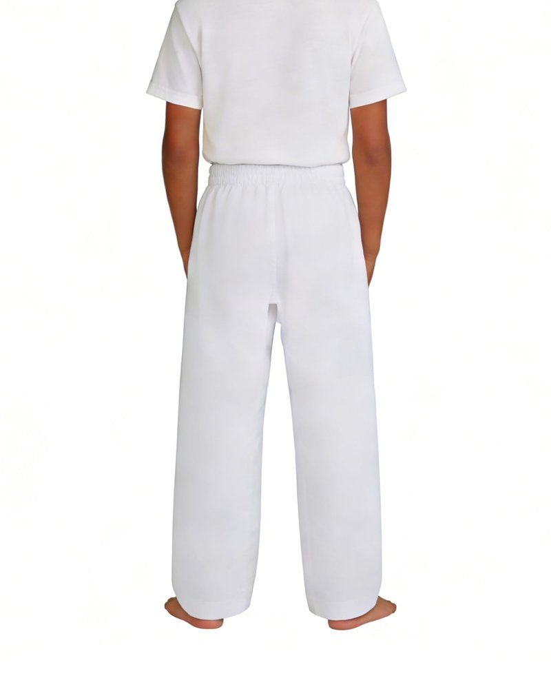 VKT Kids Youth Karate Pants Taekwondo Uniform White Gi Martial Arts Elastic Waist gi jiu Jitsu Trousers for Training or Competition White 130