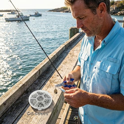 350pcs Fishing Split Rings Kit - 7 Sizes High Strength Steel - Silver