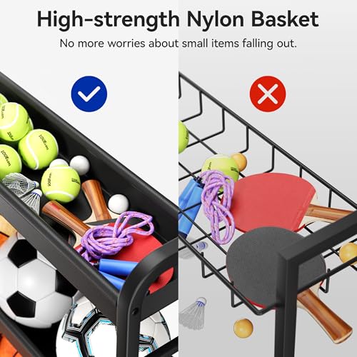 Heavy-Duty Rolling Sports Equipment Organizer with Locking Wheels