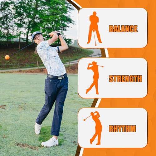 Golf Swing Trainer Aid - Full-Size 47" Orange Whip for Rhythm & Balance