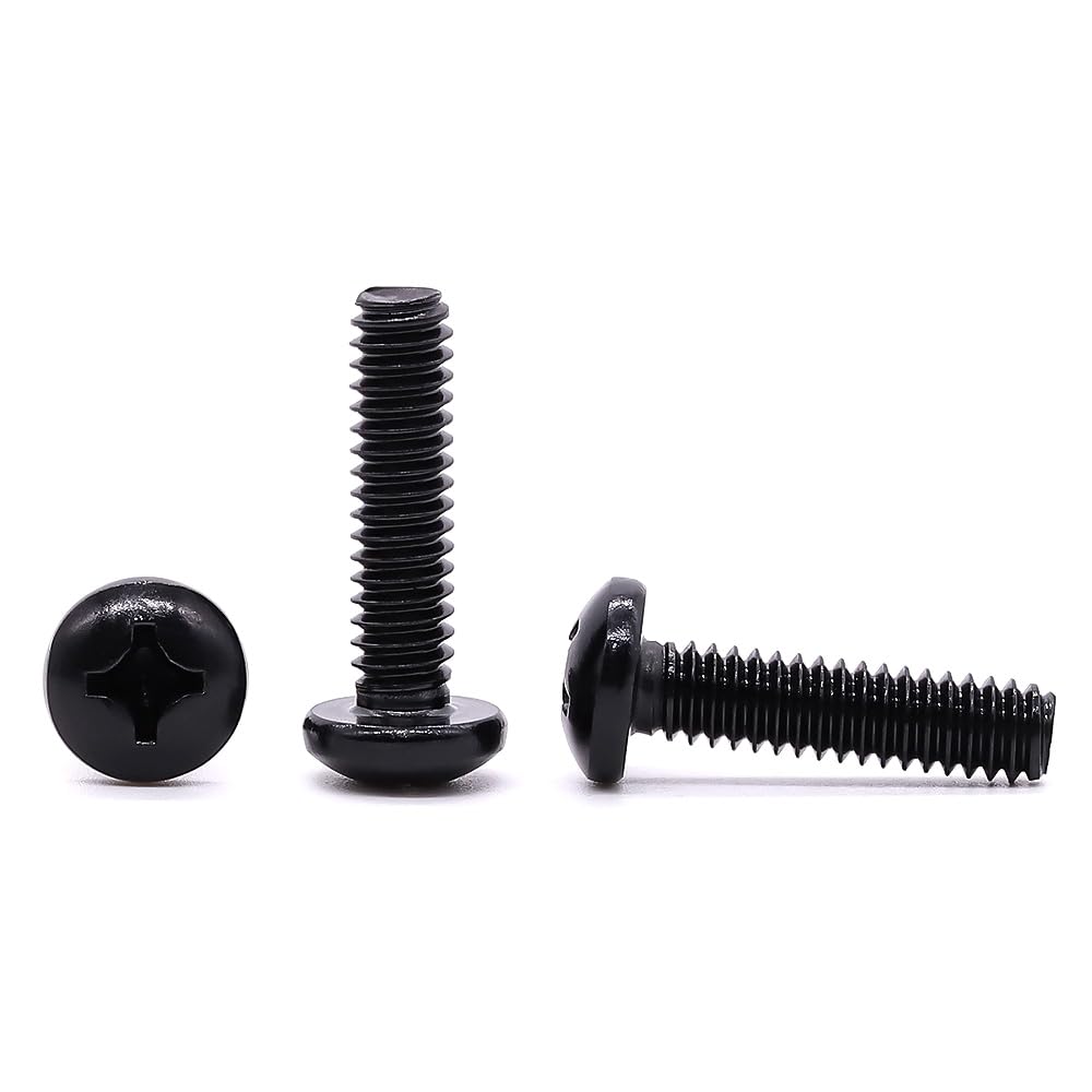 #10-32 x 1 Pan Head Machine Screws Black, Phillips Drive, 304 Stainless Steel 18-8, Black Oxide Coated Finish, Corrosion Resistant Round Head Machine Screws, Full Thread, Coarse Thread, 50 PCS