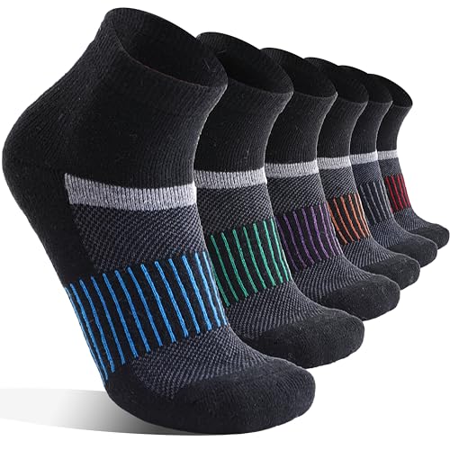 Anlisim Merino Wool Ankle Running Hiking Socks - Large Black Mixed Pack
