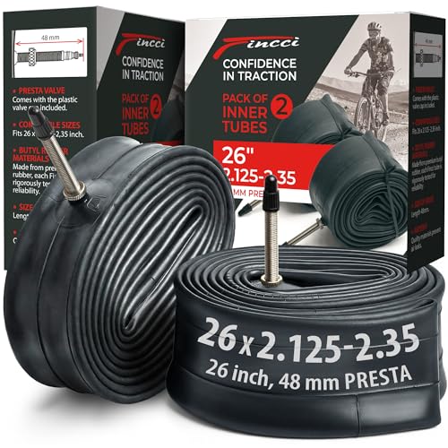 Fincci Charcoal Bike Inner Tubes 26 x 2.1-2.35 Schrader/Presta for Mountain & City Bikes