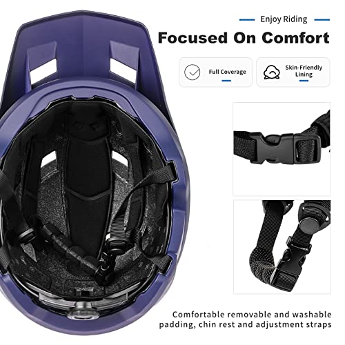 Mountain Bike Helmet for Men & Women - Adjustable M (54-57CM) with Visor