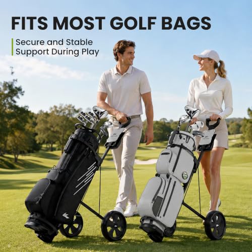 Lightweight 2-Wheel Golf Pull Cart - Foldable Steel Frame - Black
